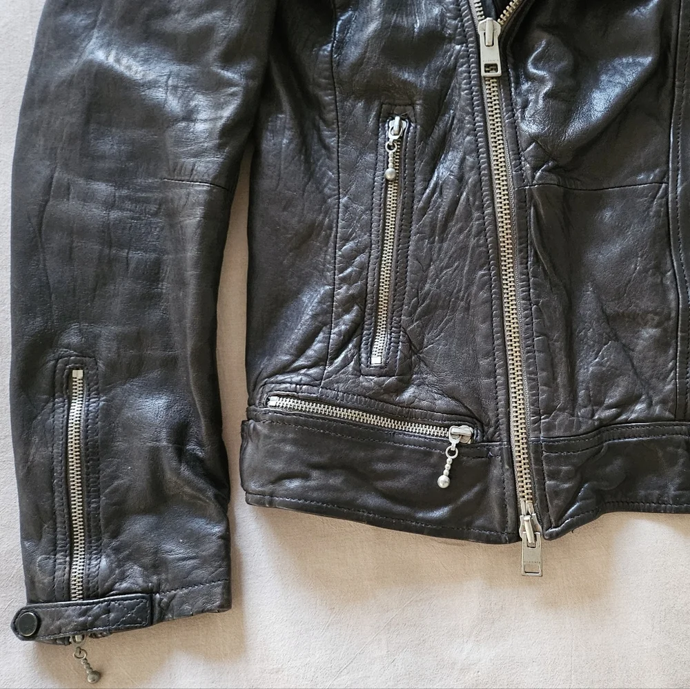 All Saints 'Conroy Textured Leather Biker' Jacket, XS